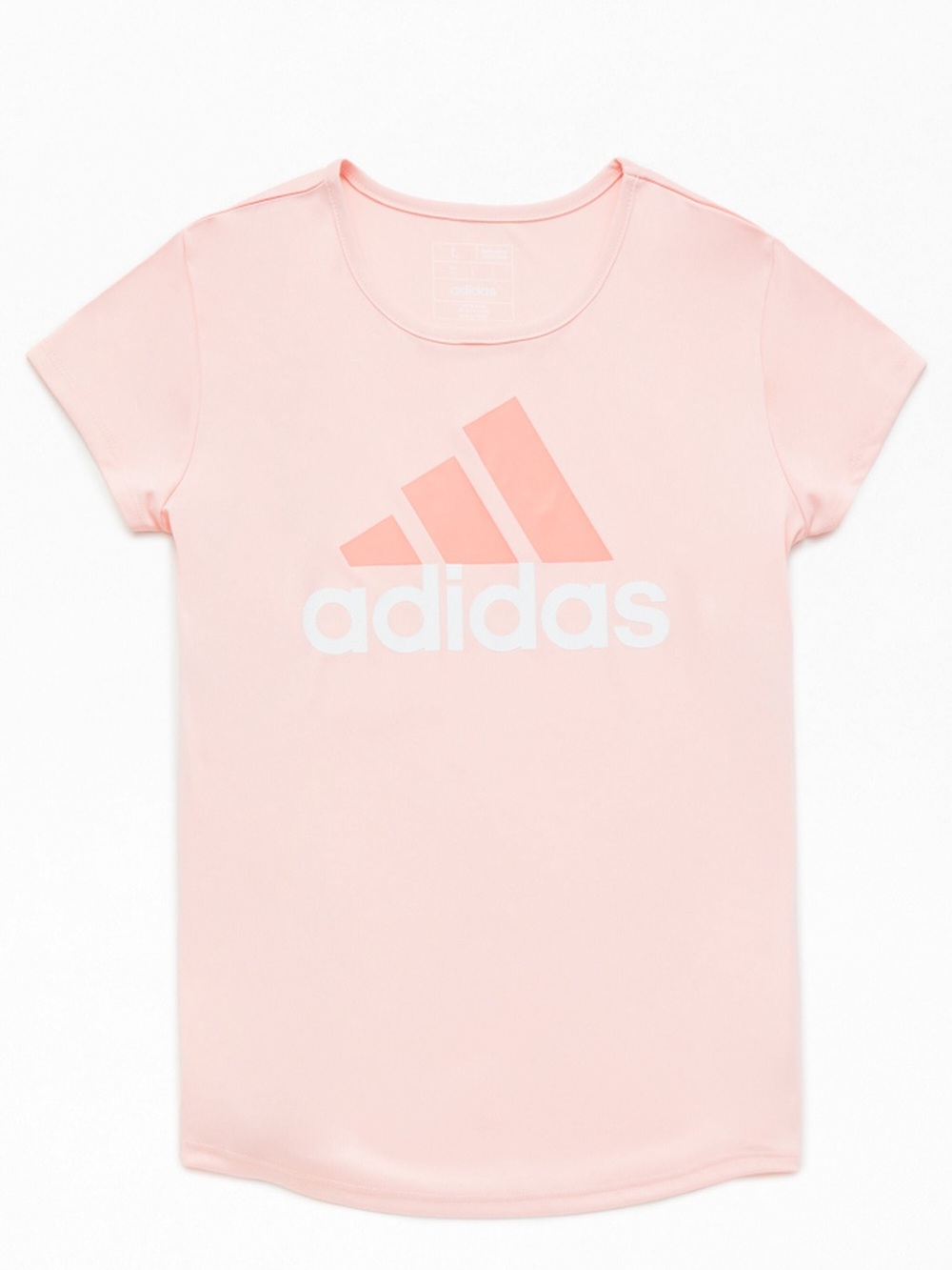 Adidas Girls L 14 Pink Essential Logo Athletic T-Shirt Recycled Material
